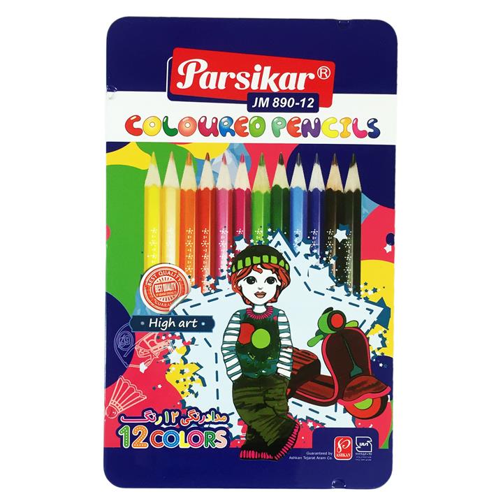 مداد رنگی 12 رنگ پارسی کار مدل JM890-12 Girl & Motorcycle